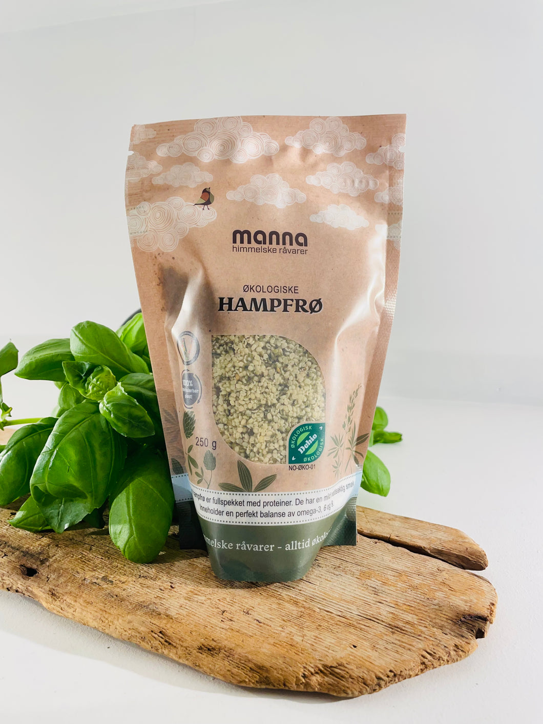 Hampfrø 250g, avskallet, økologisk, Manna