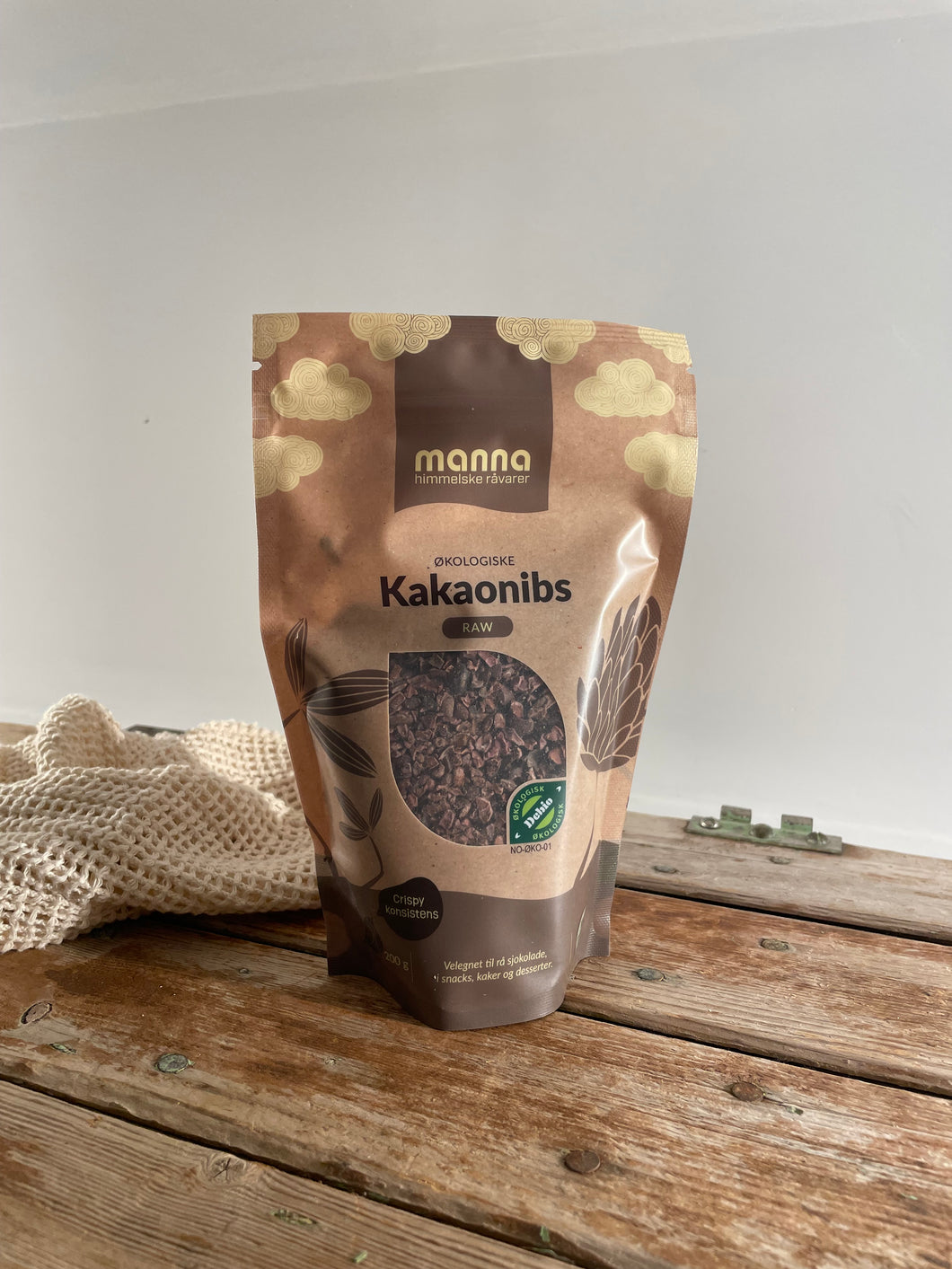 Kakaonibs, raw, 200g, økologisk, Manna.