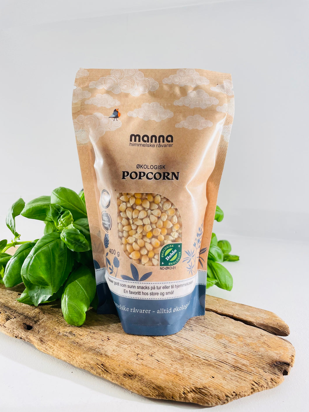 Popcorn, 400g, økologisk, Manna