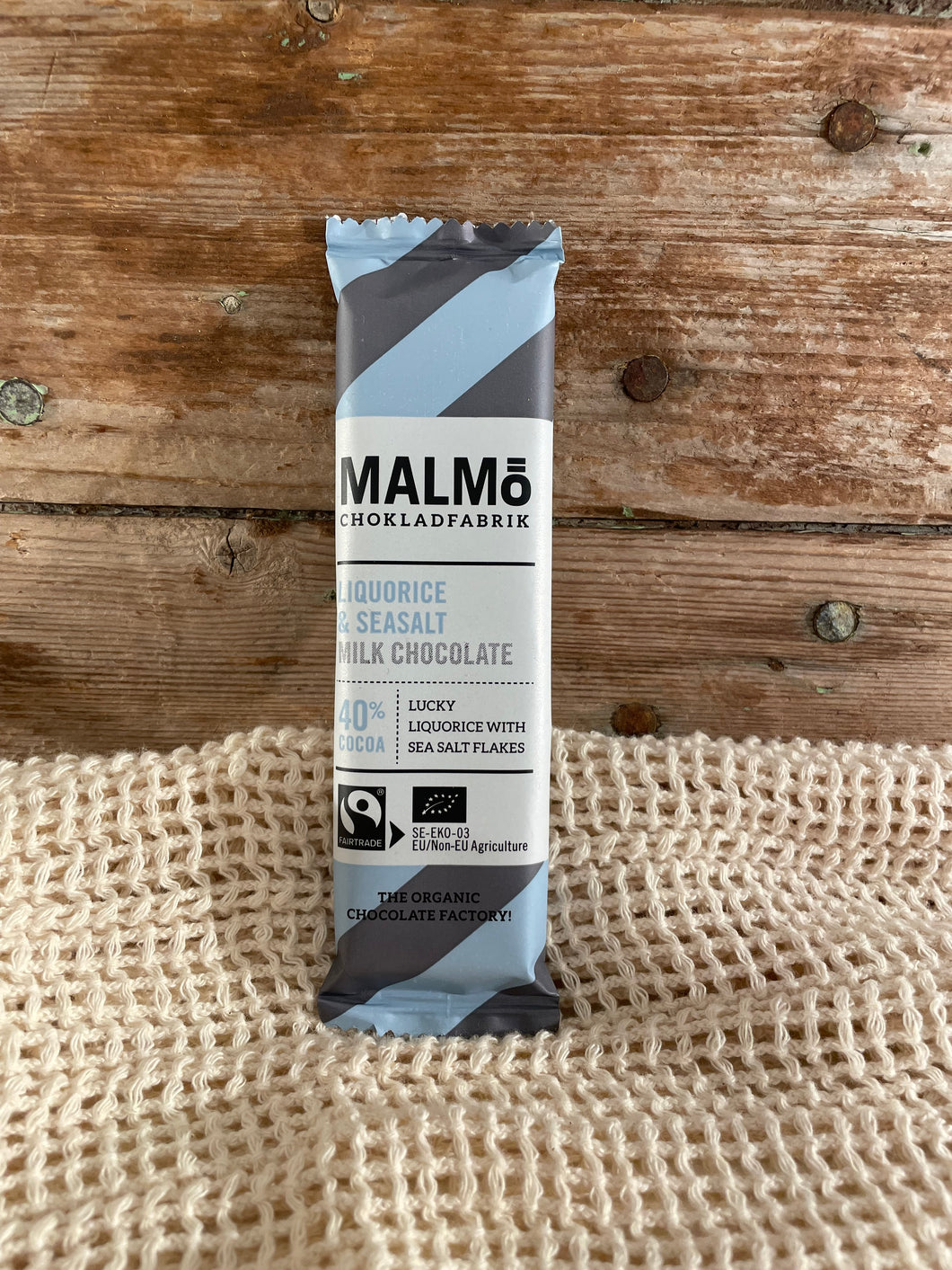 Minibar, 25g, lakris og havsalt, 40% sjokolade, økologisk, Malmö