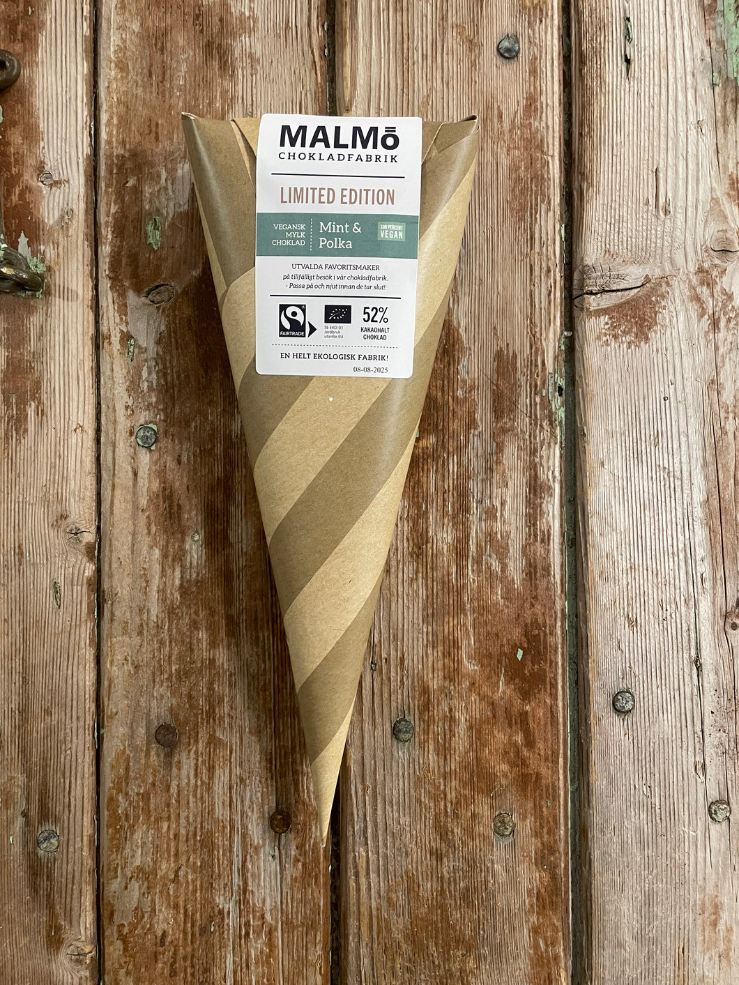 DATOVARE Sjokolade 52%, med mint polka, økologisk, Malmö